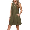 image:imageRVivimos Sleeveless Cotton Casual Dresses for Women Summer 2026 Button Up Ruched Loose Tunic Mini Dress with PocketsArmy Green