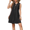 image:imageRVivimos Sleeveless Cotton Casual Dresses for Women Summer 2026 Button Up Ruched Loose Tunic Mini Dress with PocketsBlack