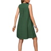 image:imageRVivimos Sleeveless Cotton Casual Dresses for Women Summer 2026 Button Up Ruched Loose Tunic Mini Dress with PocketsDark Green