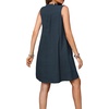 image:imageRVivimos Sleeveless Cotton Casual Dresses for Women Summer 2026 Button Up Ruched Loose Tunic Mini Dress with PocketsNavy Blue