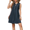 image:imageRVivimos Sleeveless Cotton Casual Dresses for Women Summer 2026 Button Up Ruched Loose Tunic Mini Dress with PocketsNavy Blue