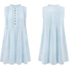 image:imageRVivimos Sleeveless Cotton Casual Dresses for Women Summer 2026 Button Up Ruched Loose Tunic Mini Dress with PocketsSky Blue