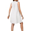 image:imageRVivimos Sleeveless Cotton Casual Dresses for Women Summer 2026 Button Up Ruched Loose Tunic Mini Dress with PocketsWhite