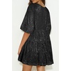 image:imageRVivimos Sparkly Sequin Babydoll Dress for Women 2025 Summer Short Sleeve Loose Tiered Swing Tunic Mini Dress ClubwearBlack