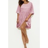 image:imageRVivimos Sparkly Sequin Babydoll Dress for Women 2025 Summer Short Sleeve Loose Tiered Swing Tunic Mini Dress ClubwearPink