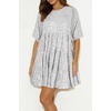 image:imageRVivimos Sparkly Sequin Babydoll Dress for Women 2025 Summer Short Sleeve Loose Tiered Swing Tunic Mini Dress ClubwearSilver