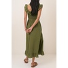 image:imageRVivimos Summer 2026 Cotton Sleeveless Square Neck Ruffle Smocked Casual ALine Flowy Midi Dress with PocketsArmy Green