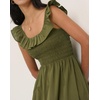 image:imageRVivimos Summer 2026 Cotton Sleeveless Square Neck Ruffle Smocked Casual ALine Flowy Midi Dress with PocketsArmy Green