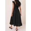 image:imageRVivimos Summer 2026 Cotton Sleeveless Square Neck Ruffle Smocked Casual ALine Flowy Midi Dress with PocketsBlack