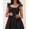 image:imageRVivimos Summer 2026 Cotton Sleeveless Square Neck Ruffle Smocked Casual ALine Flowy Midi Dress with PocketsBlack