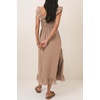 image:imageRVivimos Summer 2026 Cotton Sleeveless Square Neck Ruffle Smocked Casual ALine Flowy Midi Dress with PocketsKhaki