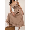 image:imageRVivimos Summer 2026 Cotton Sleeveless Square Neck Ruffle Smocked Casual ALine Flowy Midi Dress with PocketsKhaki