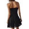 image:imageRVivimos Summer Cotton Spaghetti Strap Dresses for Women 2026 Boho Stretchy Ruched Button Down Swing Mini DressBlack
