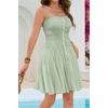 image:imageRVivimos Summer Cotton Spaghetti Strap Dresses for Women 2026 Boho Stretchy Ruched Button Down Swing Mini DressGreen