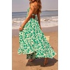 image:imageRVivimos Summer Maxi Halter Dresses for Women 2026 V Neck Smocked Boho Floral Print Flowy Slit Vacation Beach Long SundressGreen