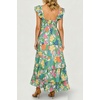 image:imageRVivimos Summer Maxi Hawaiian Dresses for Women 2026 Boho Floral Print Flutter Sleeve Square Neck Layered Flowy Beach DressGreen