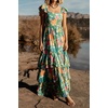 image:imageRVivimos Summer Maxi Hawaiian Dresses for Women 2026 Boho Floral Print Flutter Sleeve Square Neck Layered Flowy Beach DressGreen