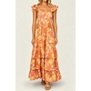 image:imageRVivimos Summer Maxi Hawaiian Dresses for Women 2026 Boho Floral Print Flutter Sleeve Square Neck Layered Flowy Beach DressOrange