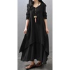 image:imageRVivimos Women Long Sleeve V Neck Casual Loose Plus Size Irregular Long DressesBlack