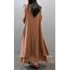 image:imageRVivimos Women Long Sleeve V Neck Casual Loose Plus Size Irregular Long DressesBrown