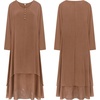 image:imageRVivimos Women Long Sleeve V Neck Casual Loose Plus Size Irregular Long DressesBrown