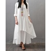 image:imageRVivimos Women Long Sleeve V Neck Casual Loose Plus Size Irregular Long DressesWhite