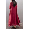 image:imageRVivimos Women Long Sleeve V Neck Casual Loose Plus Size Irregular Long DressesWine Red