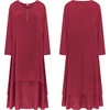image:imageRVivimos Women Long Sleeve V Neck Casual Loose Plus Size Irregular Long DressesWine Red