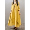 image:imageRVivimos Women Long Sleeve V Neck Casual Loose Plus Size Irregular Long DressesYellow