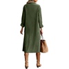 image:imageRVivimos Womens 2026 Fall Corduroy Cotton Midi Dress Long Sleeve Button Down Casual Loose Shirt Long Dresses with PocketsArmy Green