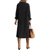 image:imageRVivimos Womens 2026 Fall Corduroy Cotton Midi Dress Long Sleeve Button Down Casual Loose Shirt Long Dresses with PocketsBlack