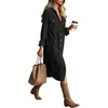 image:imageRVivimos Womens 2026 Fall Corduroy Cotton Midi Dress Long Sleeve Button Down Casual Loose Shirt Long Dresses with PocketsBlack