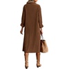 image:imageRVivimos Womens 2026 Fall Corduroy Cotton Midi Dress Long Sleeve Button Down Casual Loose Shirt Long Dresses with PocketsBrown