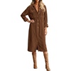 image:imageRVivimos Womens 2026 Fall Corduroy Cotton Midi Dress Long Sleeve Button Down Casual Loose Shirt Long Dresses with PocketsBrown