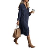image:imageRVivimos Womens 2026 Fall Corduroy Cotton Midi Dress Long Sleeve Button Down Casual Loose Shirt Long Dresses with PocketsNavy Blue