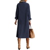 image:imageRVivimos Womens 2026 Fall Corduroy Cotton Midi Dress Long Sleeve Button Down Casual Loose Shirt Long Dresses with PocketsNavy Blue