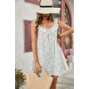 image:imageRVivimos Womens 2026 Summer Cotton Floral Mini Dress Sleeveless Button Down Ruffle Neck Embroidered Casual Loose Tunic DressWhite Blue