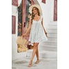 image:imageRVivimos Womens 2026 Summer Cotton Floral Mini Dress Sleeveless Button Down Ruffle Neck Embroidered Casual Loose Tunic DressWhite Blue