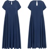 image:imageRVivimos Womens 2026 Summer Cotton Midi Dress Casual Short Sleeve Loose Flowy Beach Long Dress with PocketsNavy Blue