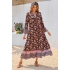 image:imageRVivimos Womens Boho Floral Print Midi Dress 2026 Long Sleeve V Neck Button Up Casual Loose Flowy Beach Long DressesBlack