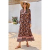 image:imageRVivimos Womens Boho Floral Print Midi Dress 2026 Long Sleeve V Neck Button Up Casual Loose Flowy Beach Long DressesBlack