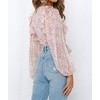 image:imageRVivimos Womens Chiffon Long Sleeves Floral Print Ruffled Boho VNeck Wrap Crop Blouses TopsPink