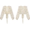 image:imageRVivimos Womens Chiffon Long Sleeves Floral Print Ruffled Boho VNeck Wrap Crop Blouses TopsWhite