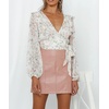 image:imageRVivimos Womens Chiffon Long Sleeves Floral Print Ruffled Boho VNeck Wrap Crop Blouses TopsWhite