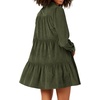 image:imageRVivimos Womens Fall Corduroy Dress 2026 Long Sleeve Button Down Tunic Mini Babydoll Dress with PocketsArmy Green