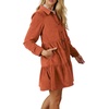 image:imageRVivimos Womens Fall Corduroy Dress 2026 Long Sleeve Button Down Tunic Mini Babydoll Dress with PocketsRust