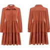 image:imageRVivimos Womens Fall Corduroy Dress 2026 Long Sleeve Button Down Tunic Mini Babydoll Dress with PocketsRust