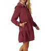 image:imageRVivimos Womens Fall Corduroy Dress 2026 Long Sleeve Button Down Tunic Mini Babydoll Dress with PocketsWine Red