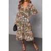 image:imageRVivimos Womens Fall Floral Print Midi Dress 2026 Long Sleeve V Neck Casual Loose Ruffle Tiered Flowy DressMultiyellow