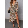 image:imageRVivimos Womens Fall Floral Print Midi Dress 2026 Long Sleeve V Neck Casual Loose Ruffle Tiered Flowy DressMultiyellow